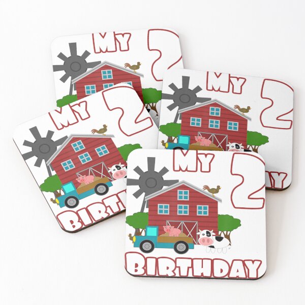 Item preview, Farm Animals Pig Cow Tractor 2nd Birthday 2 year old Gift designed and sold by hakeneckusni.