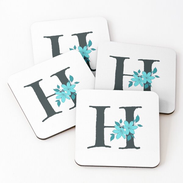 Item preview, Blue floral H monogram designed and sold by Coffee Lifestyle.