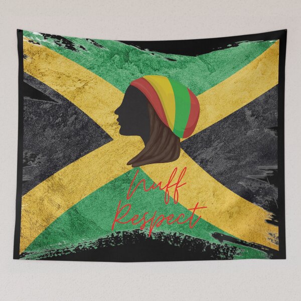 Item preview, Nuff Respect Rastafarian Girl sketch with Jamaica Flag  designed and sold by M-Infinite.