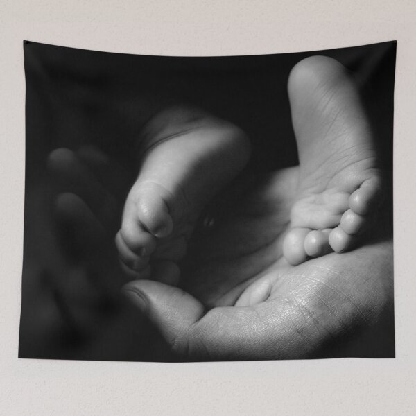 Item preview, A new born baby - tiny feet - black and white minimalism fine art       designed and sold by Bob-Moon-Art.