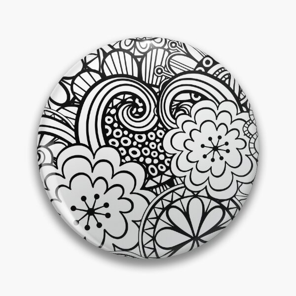 Item preview, Ornate Folk Art Floral Line Drawing Pattern designed and sold by Prawny.
