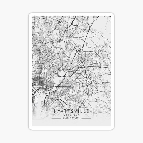 Hyattsville Maryland US Gray City Map Sticker By Ctmapprint   St,small,507x507 Pad,600x600,f8f8f8 