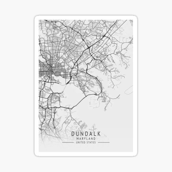 "Dundalk Maryland US Gray City Map" Sticker by ctmapprint Redbubble