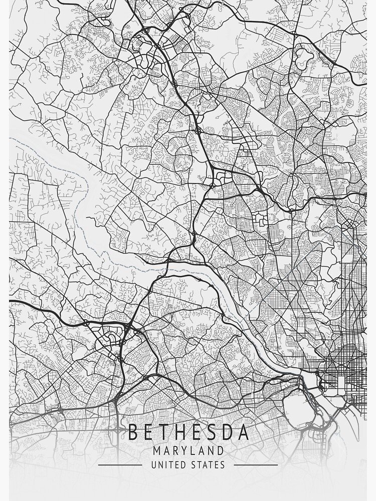 "Bethesda Maryland US Gray City Map" Sticker by ctmapprint Redbubble