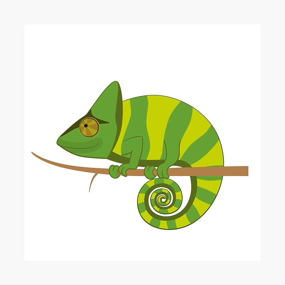 Funny Smiling Cartoon Chameleon Poster By Berlinrob Redbubble
