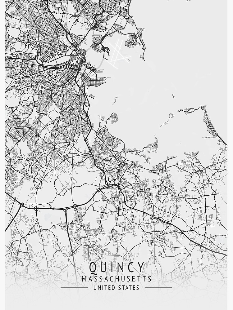 "Quincy Massachusetts US Gray City Map" Poster by ctmapprint