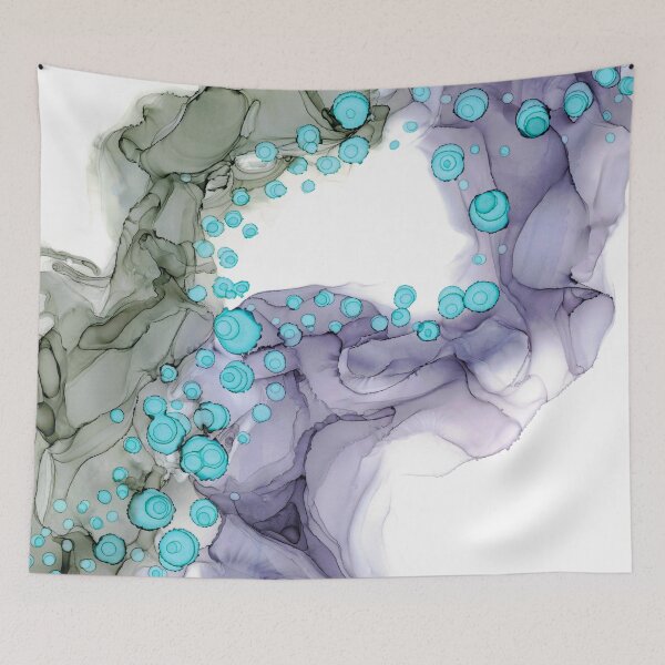 Item preview, Gray Periwinkle Blue Abstract 32722 Modern Alcohol Ink Painting by Herzart designed and sold by herzart.