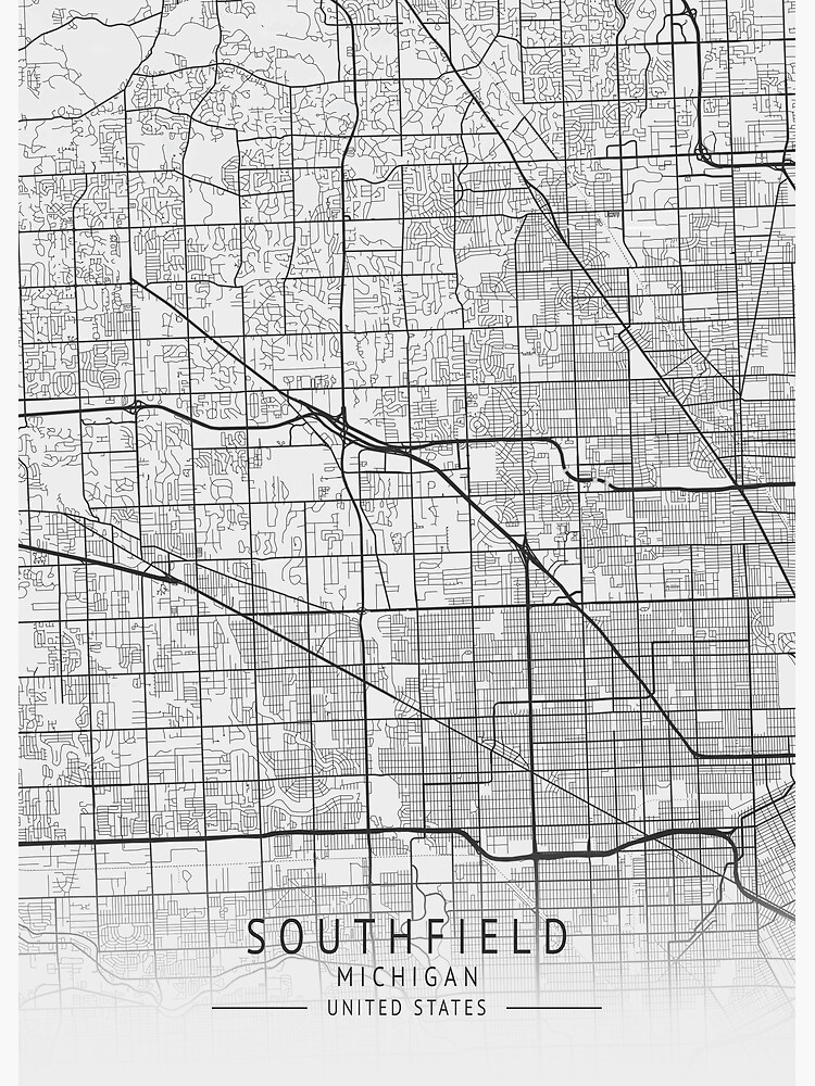 "Southfield Michigan US Gray City Map" Photographic Print for Sale