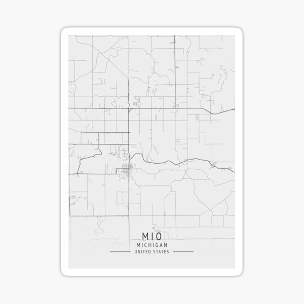 "Mio Michigan US Gray City Map" Sticker by ctmapprint Redbubble