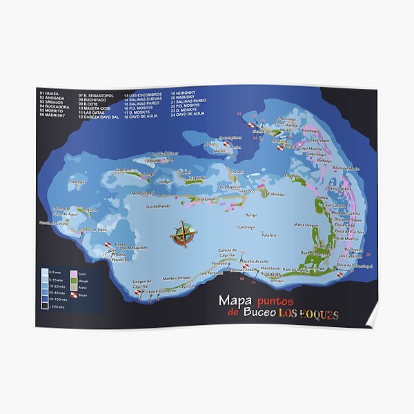 Los Roques Dive Map Poster