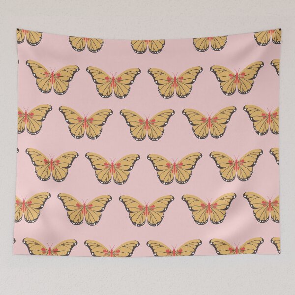 Item preview, Delicate pink and yellow monarch butterfly pattern designed and sold by Thegentleshop.