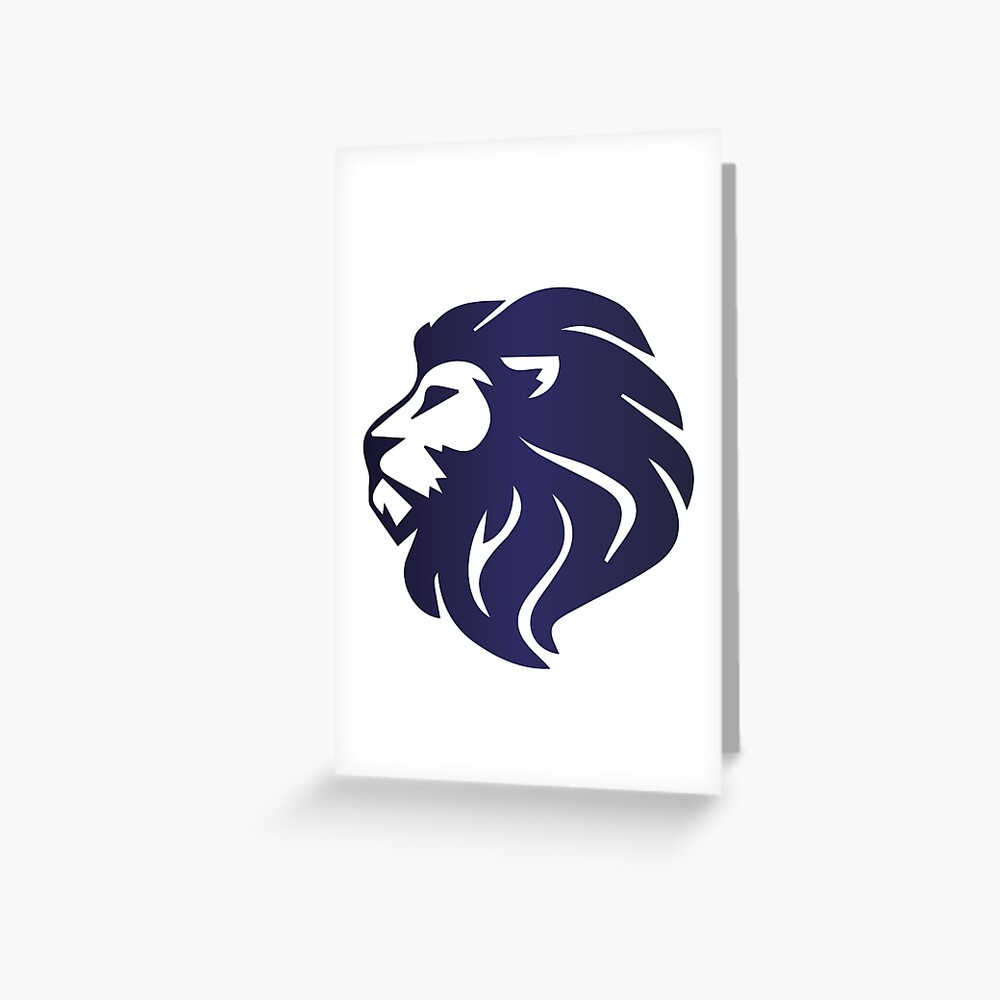 "Lion in navy blue gradient color" Greeting Card by CuteAnimals