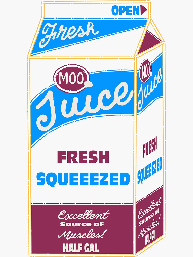 "Moo Juice" Sticker by PnodTv Redbubble