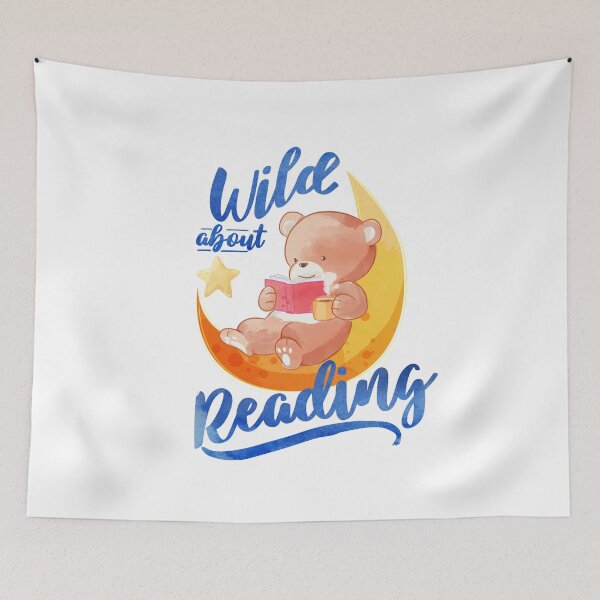 Item preview, Wild About Reading, Cute Bear On The Moon Reading a Book designed and sold by SKivinta.