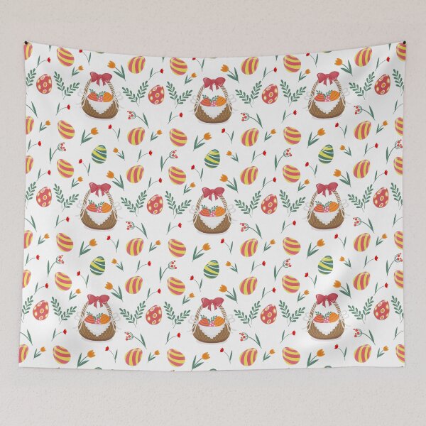 Item preview, Happy Easter Seamless Pattern with Easter Eggs and Flowers designed and sold by ivector.