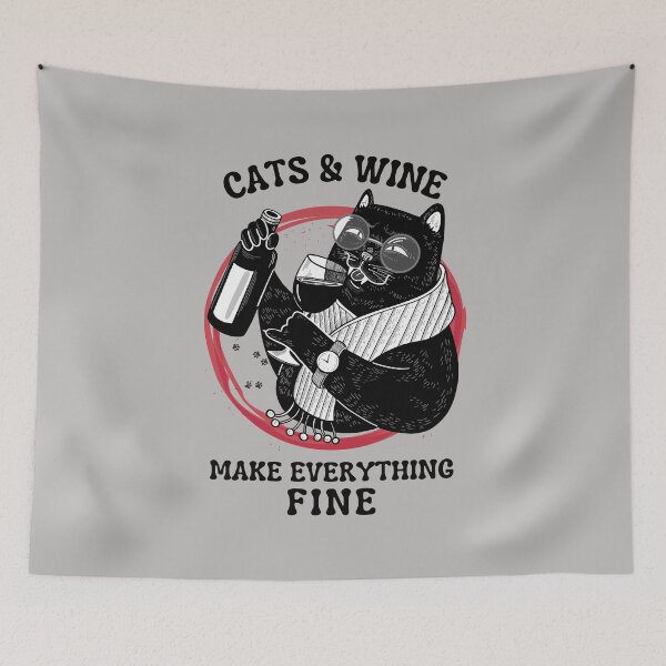 Item preview, Cats and Wine make everything fine Cats And Wine Saying designed and sold by SweetbeStore.