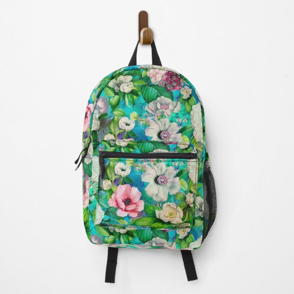 Artikelvorschau, Verträumter Nachtgarten, Vintage Blumen und Rosen, botanisches Blumenmuster, aqua blau Vintage botanisch entworfen und verkauft von ZeinabTaha.