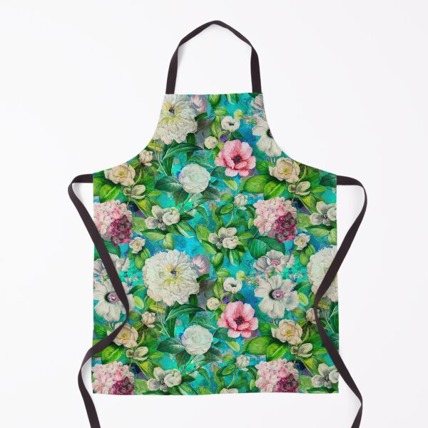 Artikelvorschau, Verträumter Nachtgarten, Vintage Blumen und Rosen, botanisches Blumenmuster, aqua blau Vintage botanisch entworfen und verkauft von ZeinabTaha.