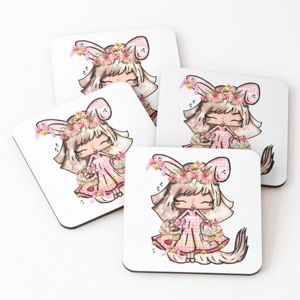 Item preview, Cute Chibi Easter Bunny Pink Plaid Spring Kawaii designed and sold by Jolly-Yosei.