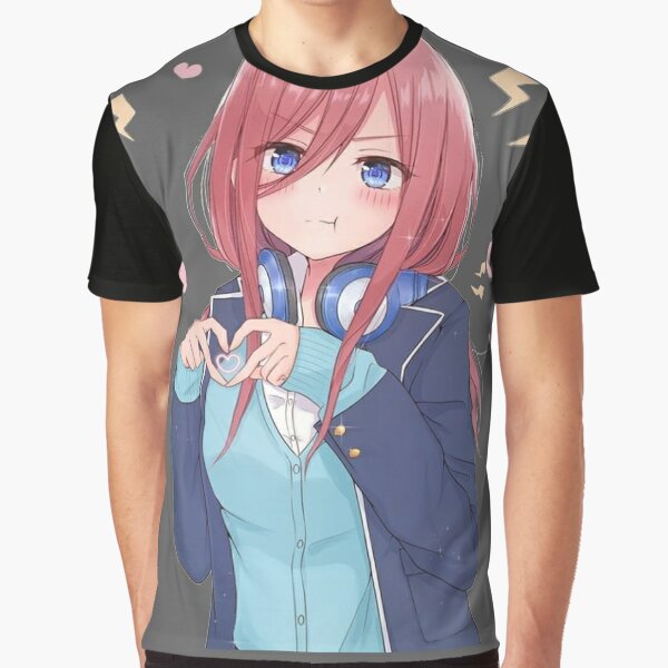 5-toubun no Hanayome Miku Nakano Full Color T-Shirt Black Tee BT0093