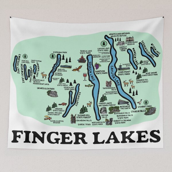 Artikelvorschau, Karte der Finger Lakes entworfen und verkauft von fiberandgloss.