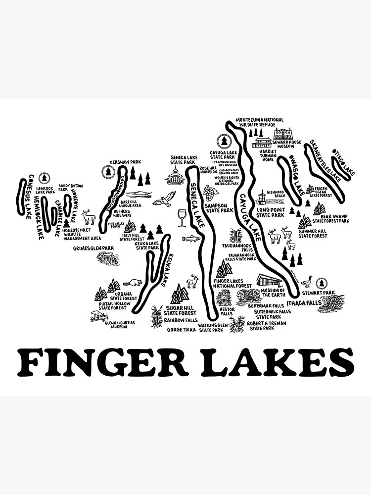 "Finger Lakes Map " Poster for Sale by fiberandgloss Redbubble
