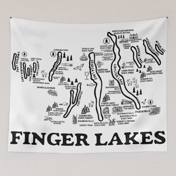 Artikelvorschau, Karte der Finger Lakes entworfen und verkauft von fiberandgloss.