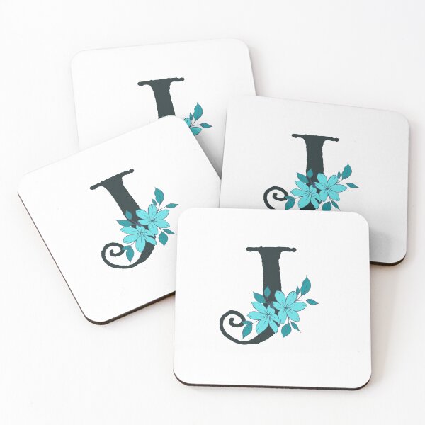 Item preview, Blue floral J monogram designed and sold by Coffee Lifestyle.