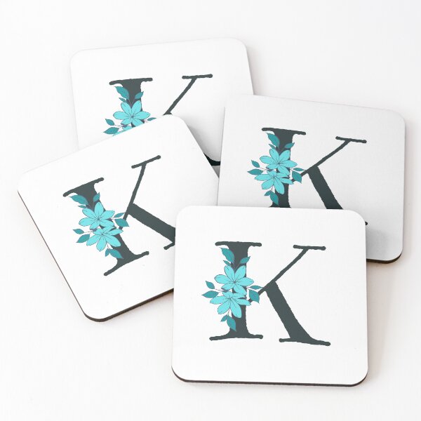 Item preview, Blue floral K monogram designed and sold by Coffee Lifestyle.