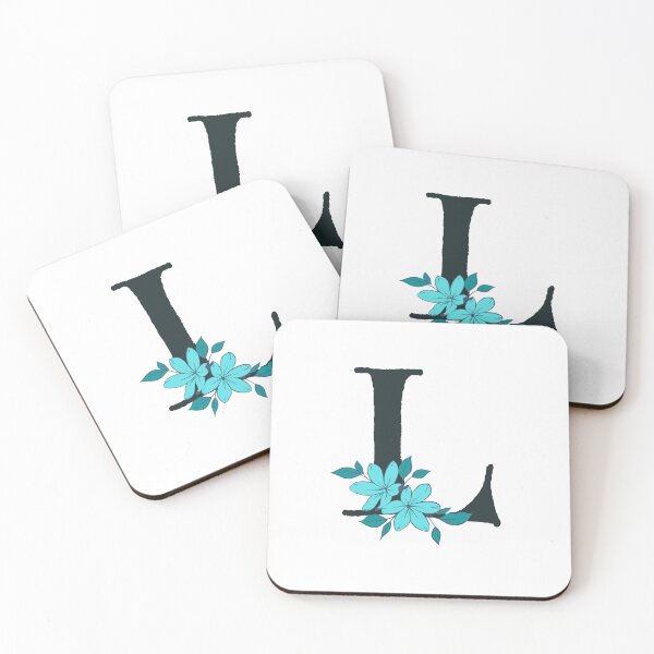 Item preview, Blue floral L monogram designed and sold by Coffee Lifestyle.