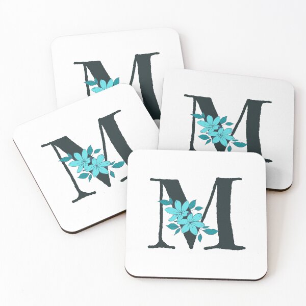 Item preview, Blue floral M monogram designed and sold by Coffee Lifestyle.