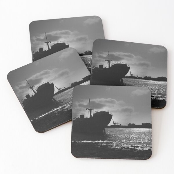 Item preview, Shipwreck outside Arrecife Lanzarote in black and white designed and sold by Ann Biddlecombe.