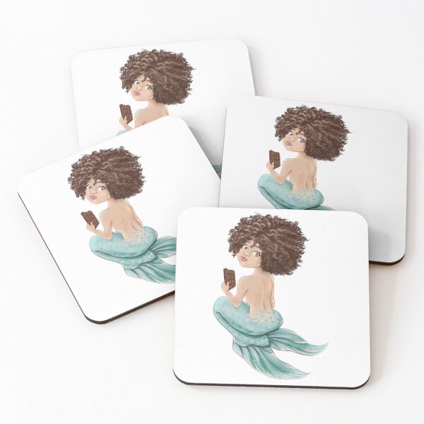 Artikelvorschau, Schokoladenmädchen-Meerjungfrau-Clipart-Illustration Mode Afroamerikanerin mit dunkler Haut entworfen und verkauft von CreativeBu.