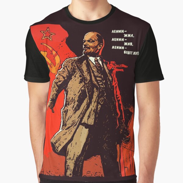 Vista previa del artículo con la obra «Lenin vivió, Lenin vive, ¡Lenin vivirá para siempre!», diseñado y vendido por oldtroublesome.