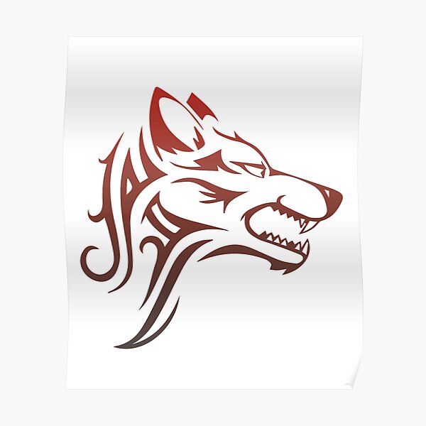 "Wolf Art in red and black color gradient " Poster for Sale by Cute