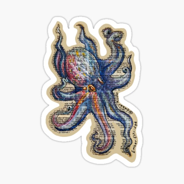 Printed Page Octopus Sticker