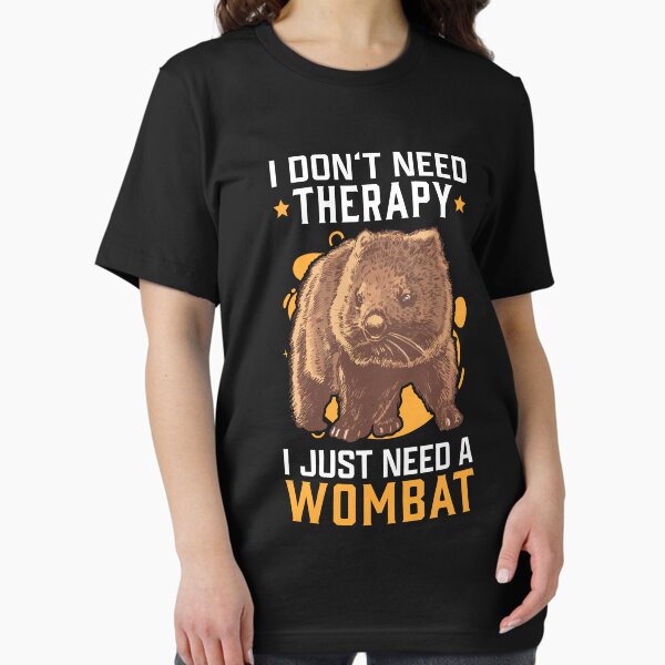 Vista previa del artículo con la obra «Wombat es mi terapia Australia marsupial», diseñado y vendido por madgrfx.