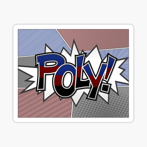 Halftone Poly Pride Typography with Flag Background Sticker