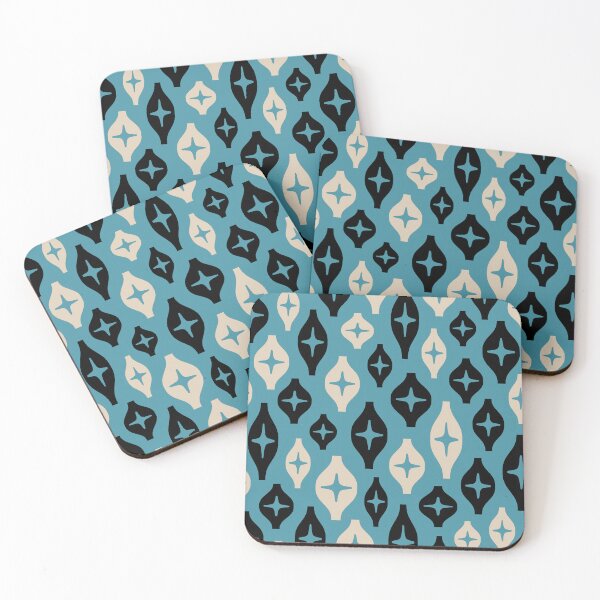 Artikelvorschau, Floating Lanterns Pattern Black Cyan Blue and Beige entworfen und verkauft von tonymagnerart.