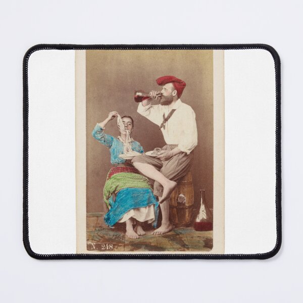 Item preview, Italian Couple Eating Spaghetti and Drinking Wine by Giorgio Conrad designed and sold by TeeARTHY.