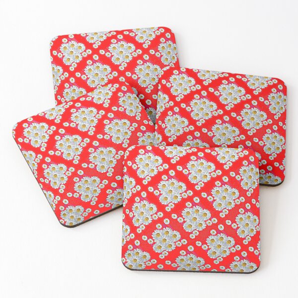 Item preview,   RED PATTERNED WHITE DAISY ART  designed and sold by sharlesart.