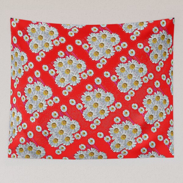 Item preview,   RED PATTERNED WHITE DAISY ART  designed and sold by sharlesart.