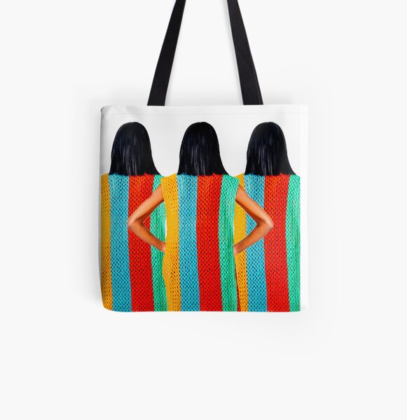 Striped All Over Print Tote Bag