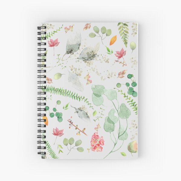 Watercolor Pressed Flowers Spiral Notebook