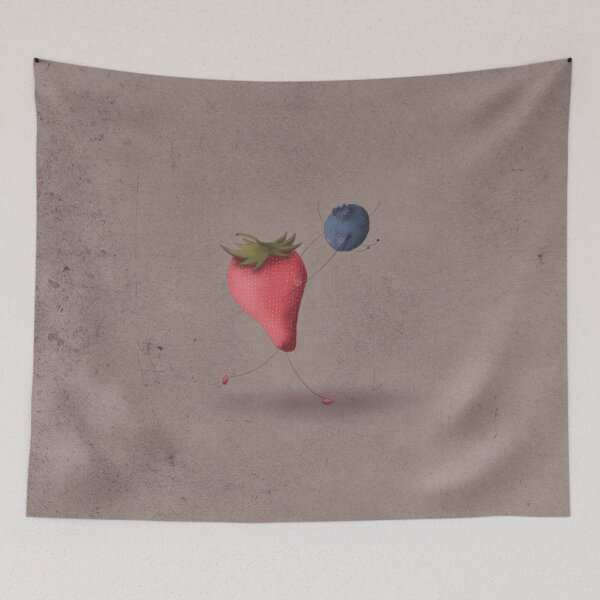 Item preview, Strawberry and Blueberry Whimsical Illustration designed and sold by haximica.