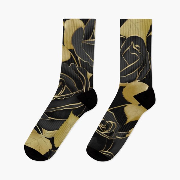 Item preview, Exquisite Luxurious Black Roses & Gold Leaf Floral Pattern designed and sold by WearWolfDesigns.