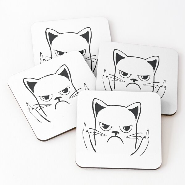 Aperçu de l'œuvre Funny Rude Angry Cat - Fluff You - Black version créée et vendue par NotUrAverageART.