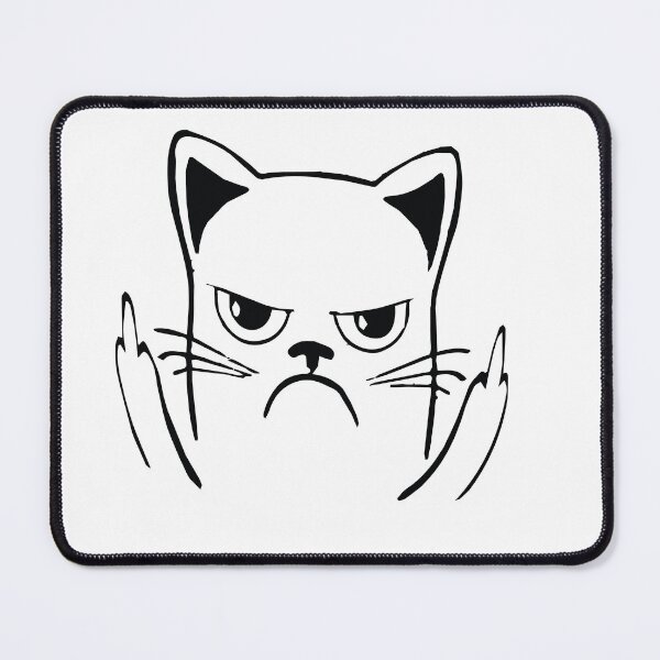 Item preview, Funny Rude Angry Cat - Fluff You - Black version designed and sold by NotUrAverageART.