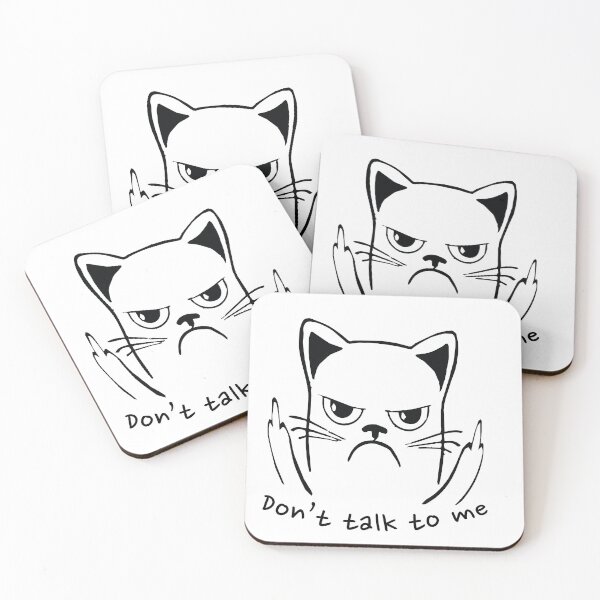 Aperçu de l'œuvre Don't talk to me cat - Funny Rude Angry Cat - Fluff You - Black version créée et vendue par NotUrAverageART.