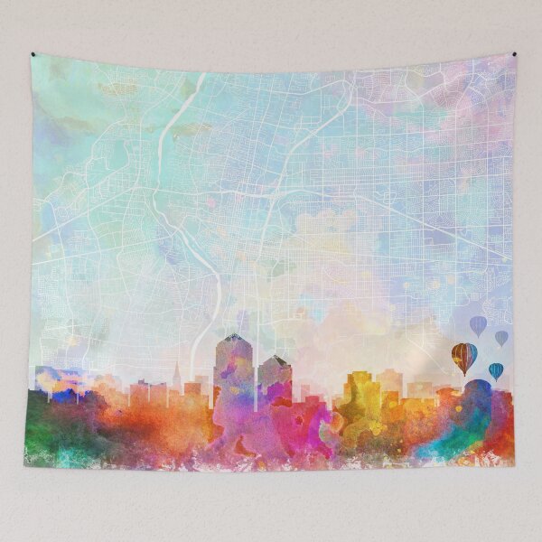 Item preview, Albuquerque Skyline Map Watercolor Print by Zouzounio Art designed and sold by zouzounioart.